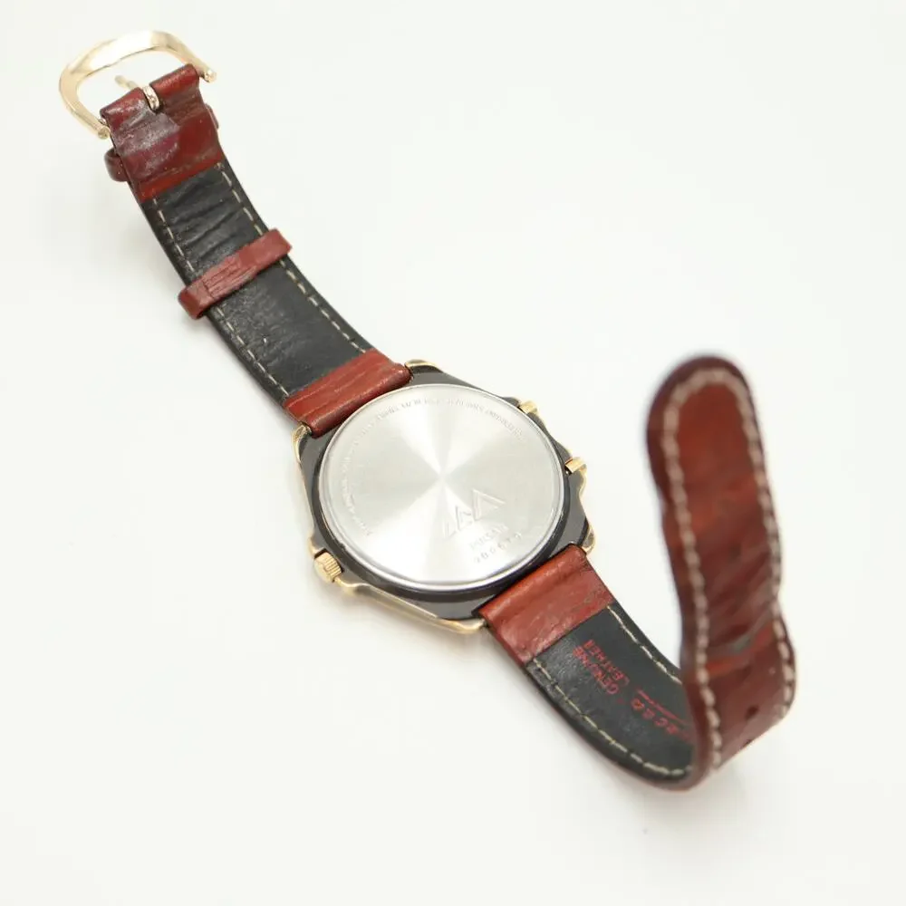 Pulsar Alarm Chrono Ana Digi 41mm Watch Brown Leather V014-9020 w New Battery